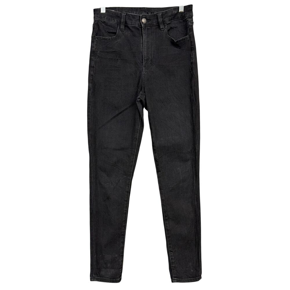 American Eagle Womens Jeans Black Super High Rise Jegging 360 Stretch 8 Reg